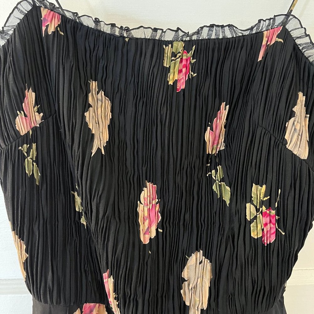Vintage 90s Sara Campbell Silk Floral Spaghetti Strap Midi Dress Size 4